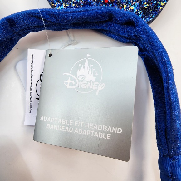 Disney Blue Sparkle Mickey Ear Headband Strap - Youth - Picture 2 of 5